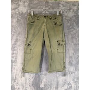 Vintage Y2K Lowrise Army Cargo Utility Capri Pants Paratrooper Gorpcore 3 Green